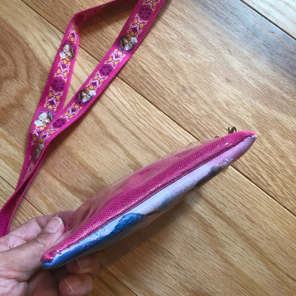 Disney Pink Frozen Lanyard Wallet with Anna & Elsa